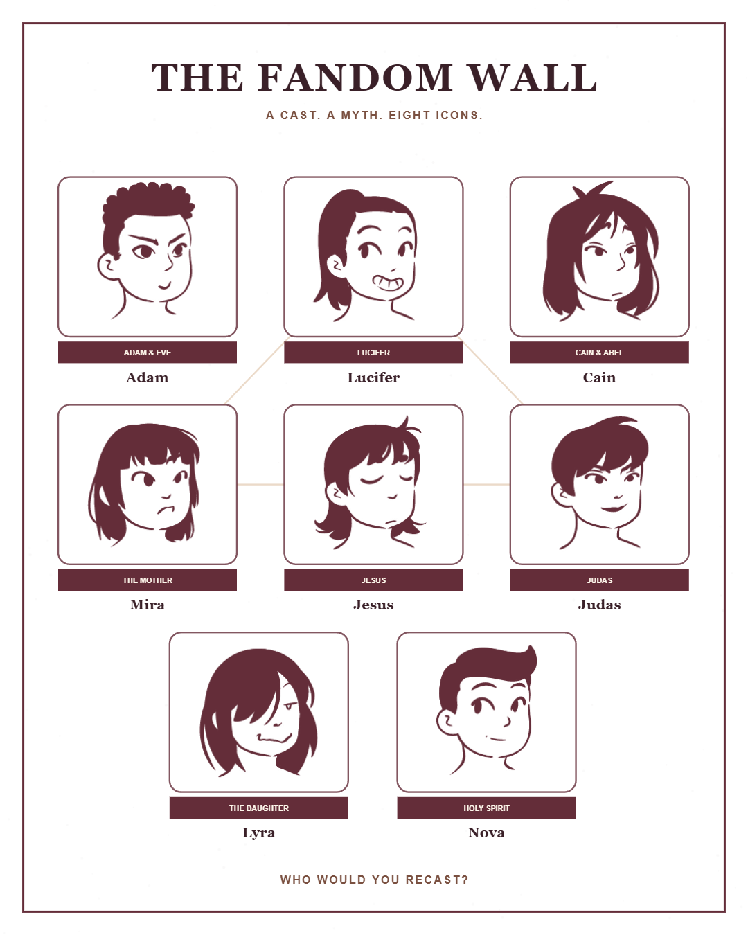 Fandom Wall finished poster preview with 8 roles
